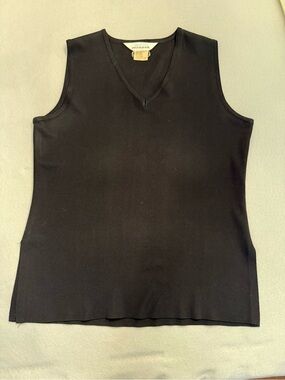 Misook Black V-Neck Sleeveless Knit Shell Size Small